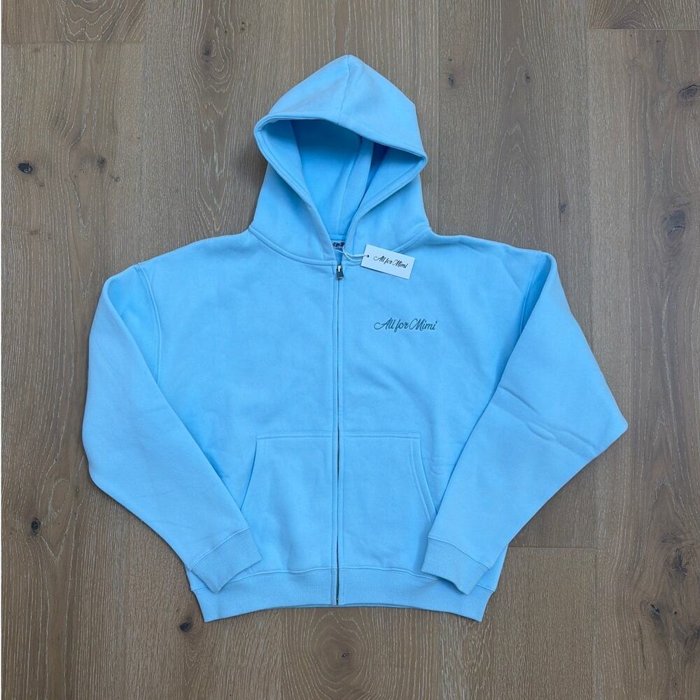 All For Mimi Zip Front Hoodie Size XS Baby Blue